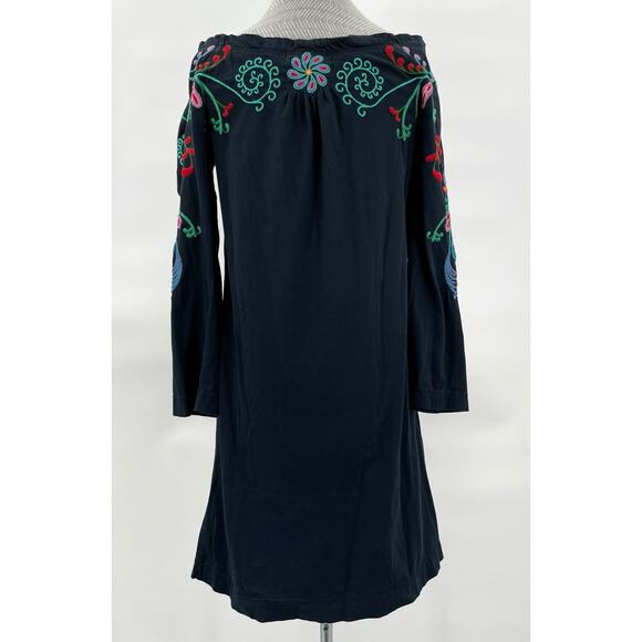 Johnny Was JWLA Black Dress Off Shoulder Long Sleeve Floral Embroidered Size S - Picture 3 of 12